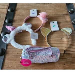 NWT Children's Place 3 headbands and sunglasses case